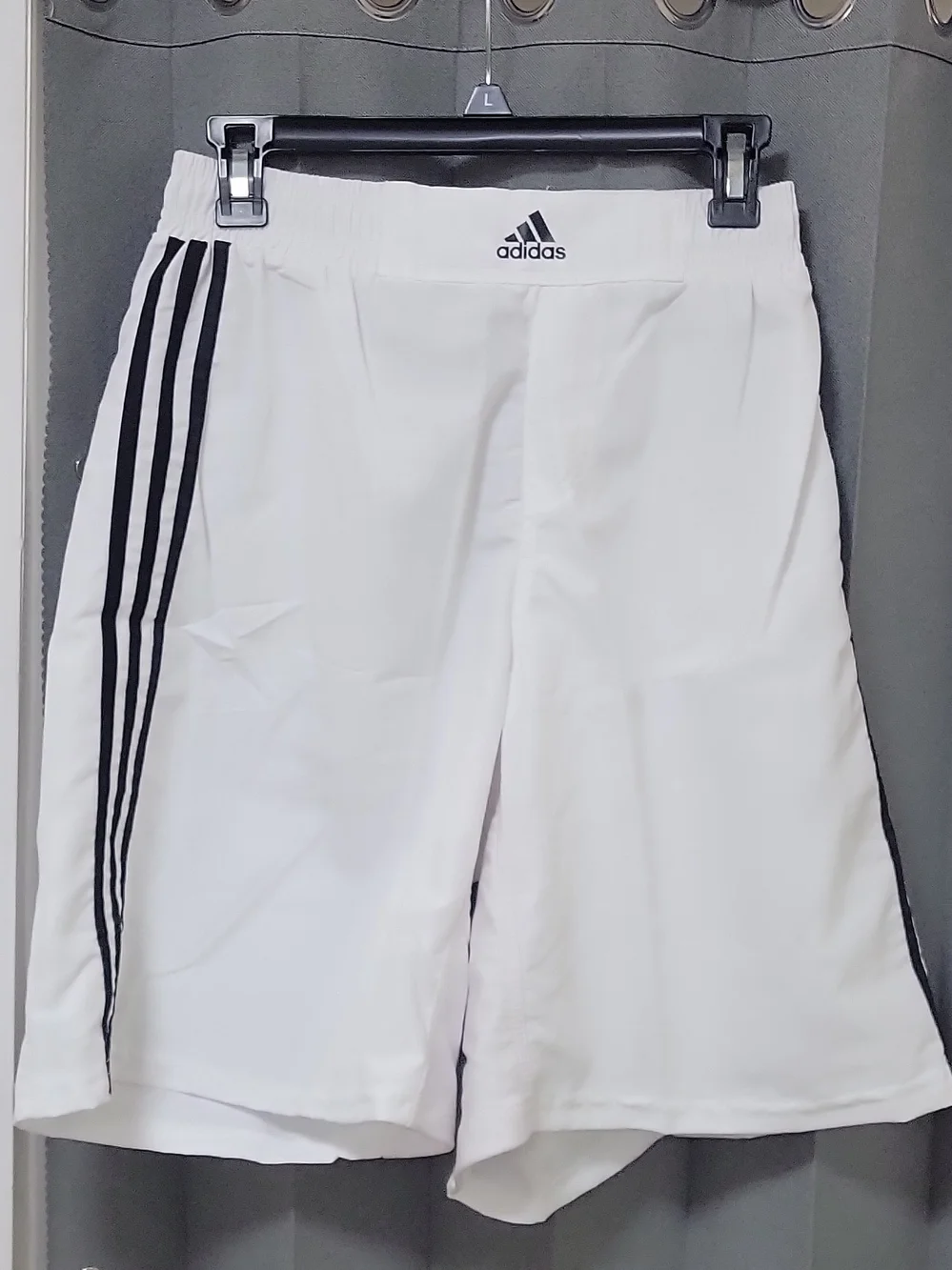 adidas Men’s White Athletic Shorts with Black Side Stripes
